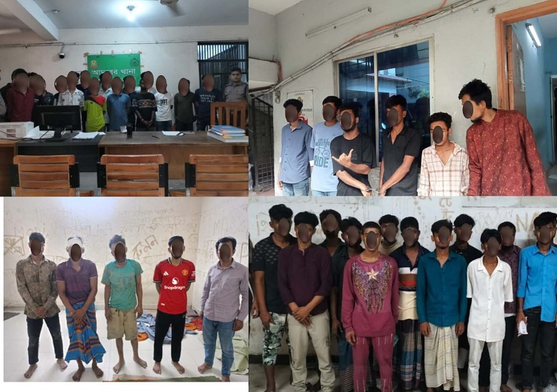 তেজগাঁও বিভাগের অভিযানে বিভিন্ন অপরাধে জড়িত ৬৫ জন গ্রেফতার