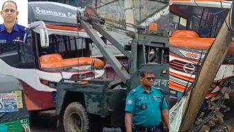 দক্ষিণ সুরমায় রাতে বাস দুর্ঘটনা, সকালে রফাদফায় বাস উধাও